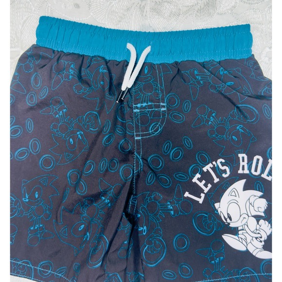 Sonic the Hedgehog Boys Swim Trunks Size 4/5 Blue Black Let's‎ Roll! - Picture 10 of 14